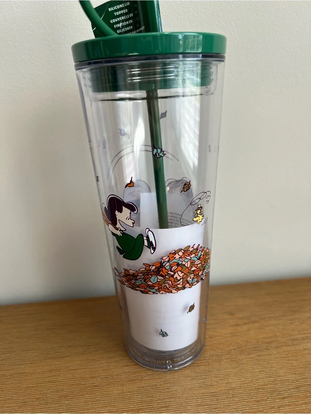 Starbucks x Peanuts Snoopy Pumpkin Cold Cup Tumbler 24oz Straw Topper NEW